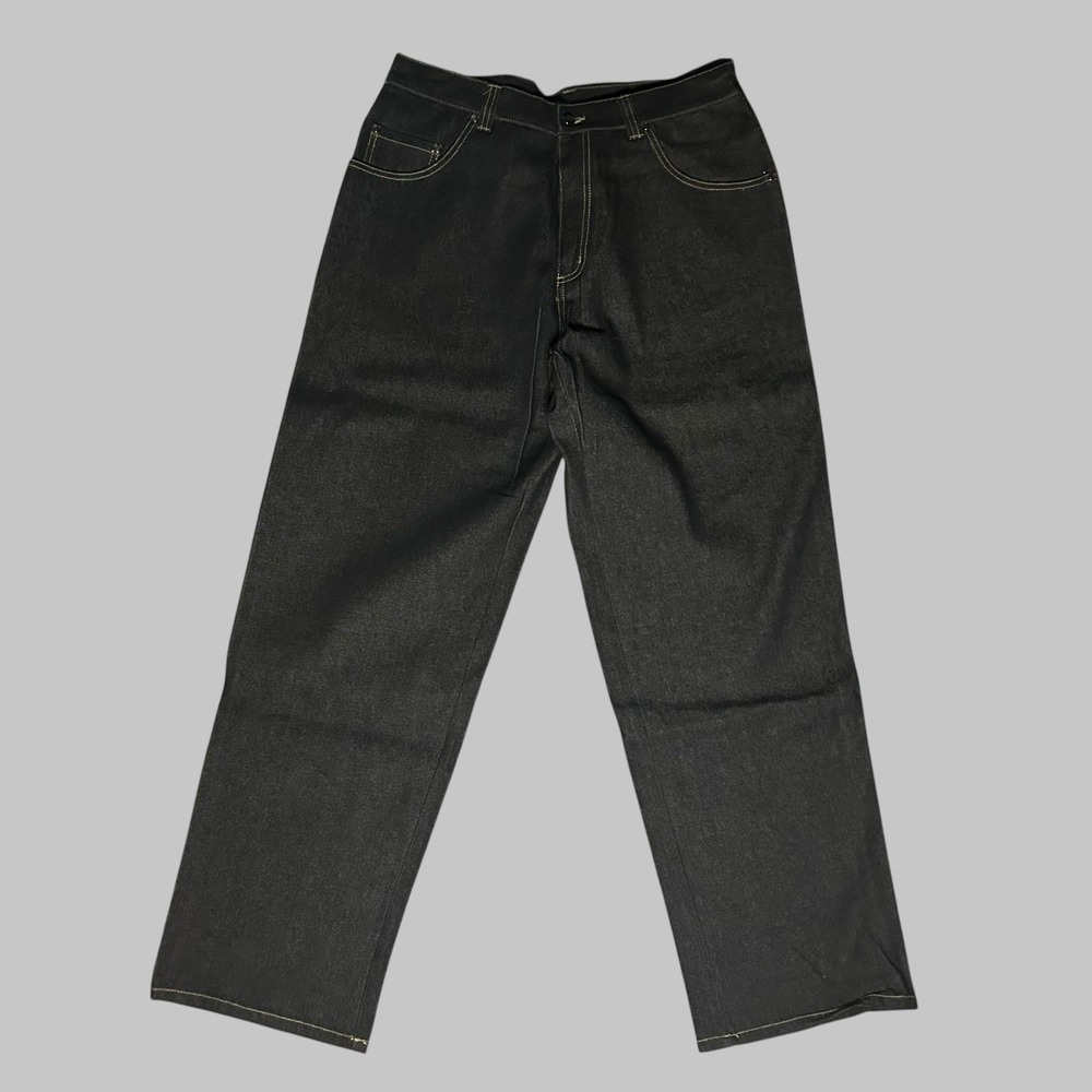 Y2k GB Godbody Men's 38x34 Raw Heavy Black Indigo Denim Jeans Wide Leg